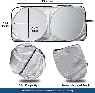 Car Sunshades For Windshield With Bonus Drawstring Pouch Bag With Woven Logo. Premium
