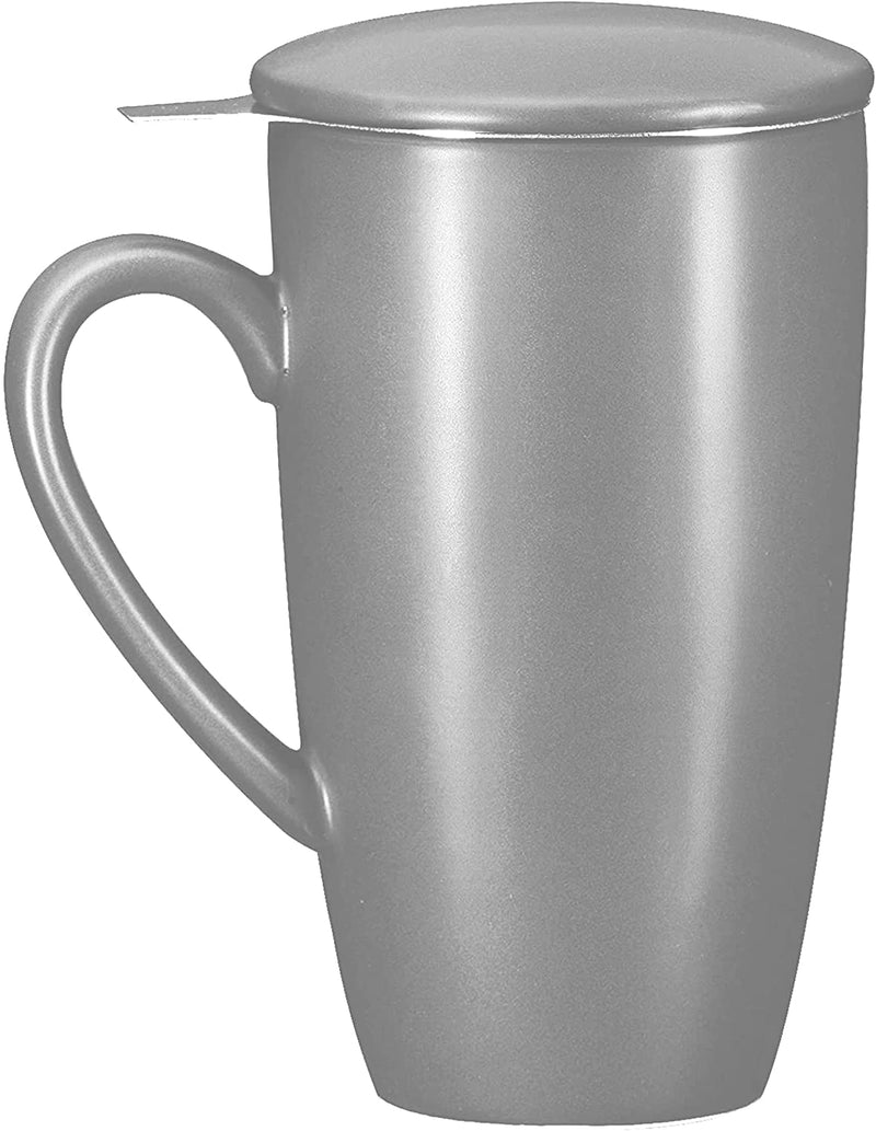 16oz Ceramic Tea Mug with Stainless Steel Infuser, Matte