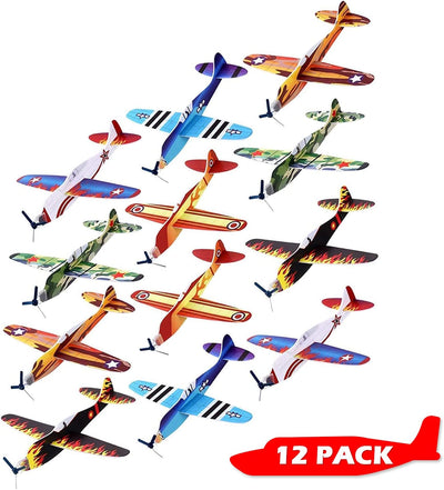 Kicko 12 Pack of Flying Glider Planes - Toys for Party, Kids and All Ages - Hand Launch