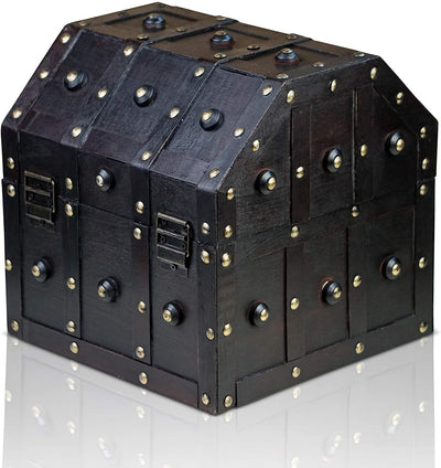 Treasure chest Robin 23x23x23cm Groe Treasure Kiste black with rivets with lid