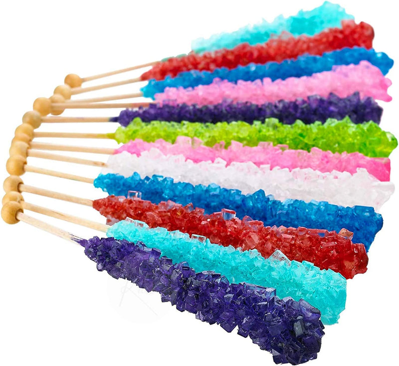 Kicko 6.5 Inch Crystal Rock Candy Stick - 1 Bag of Fruit-Flavored Lollipops for Party