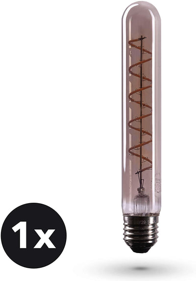 Smoky Edison flute pipe light bulb E27 version in smoke glass optics dimmable 4W 2200