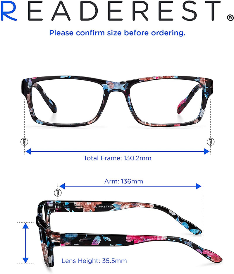 Blue-Light-Blocking-Reading-Glasses-Floral-2-25-Magnification Anti Glare