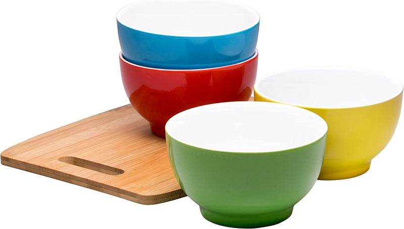 Bruntmor - Polka Dot Colorful Decorative Everyday Porcelain Ceramic Dinner Bowls