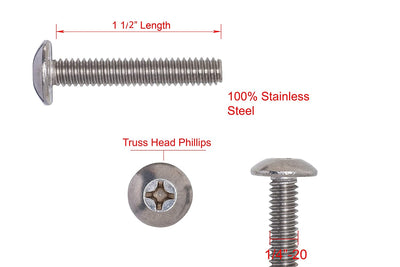 8-32 X 7/8" Stainless Phillips Truss Head Machine Screw, (25pc), Coarse Thread, 18-8