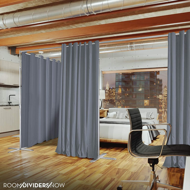 End2End Room Divider Kit - X-Large B, 9ft Tall x 14ft - 18ft Wide, Slate Gray (Room