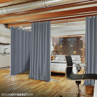 End2End Room Divider Kit - XXX-Large B, 9ft Tall x 24ft - 36ft Wide, Slate Gray (Room