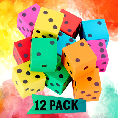 Kicko Dice Erasers - 12 Pack - Colored Dice Designed Rubber Erasers Set- for School