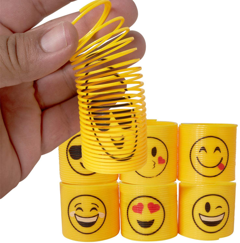 Kicko Emoji Coil Spring - 24 Pack - 1.4 Inch Spiral Emoticon Faces for Easter Basket