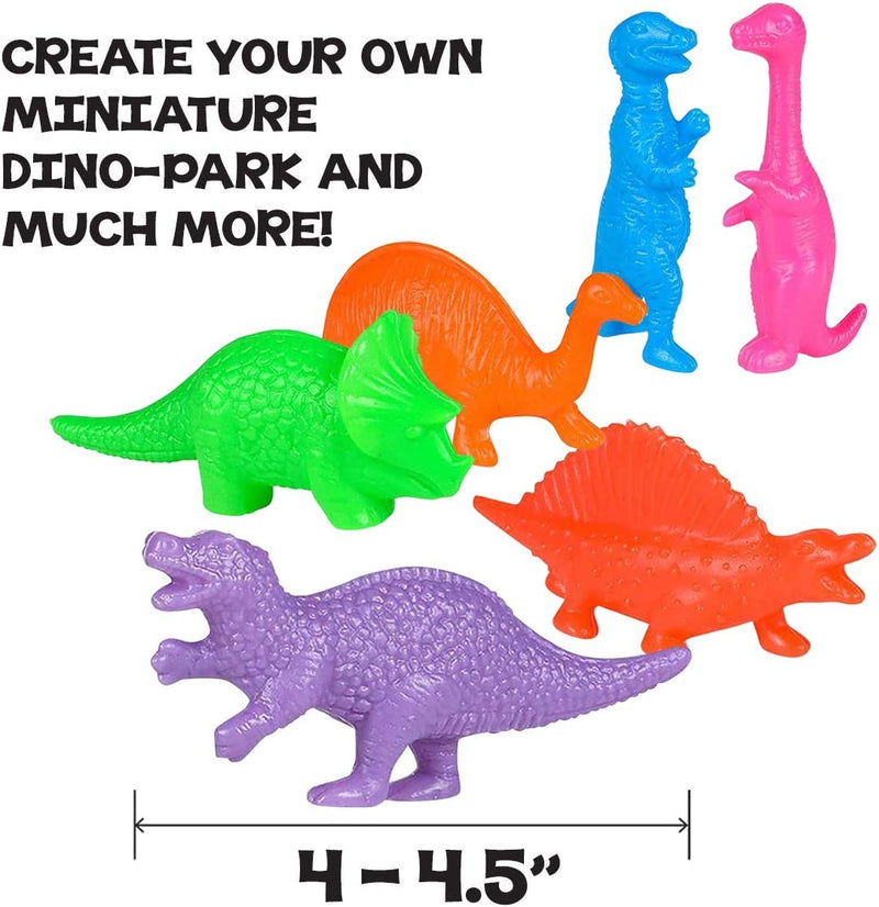 Kicko Blow Mold Toy Dinosaurs - 144 Pack of Mini Plastic Dinos - Assorted Color Sorter