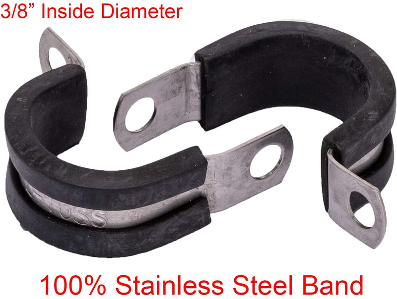 3/8" Diameter Stainless Cushion Cable Clamp, 18-8 Stainless Steel (25pc
