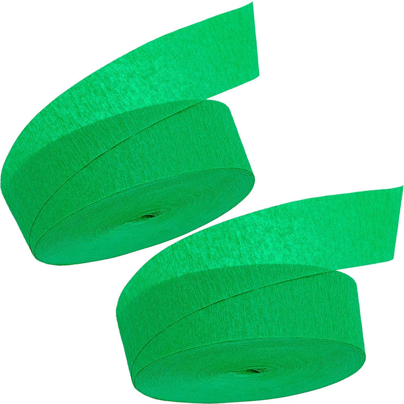 Kicko Emerald Green Crepe Streamers - 1000 Feet x 1.75 Inches - 2 Pack of Streamer Rolls