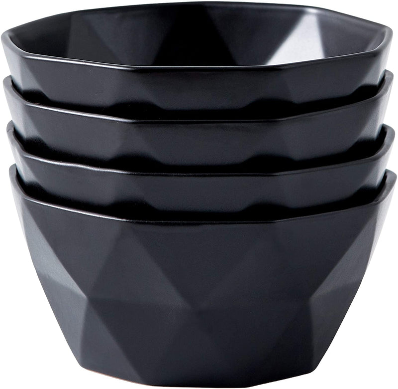 Soup Bowls Set of 4 Geometric 30 Ounce Soup Bowls - Elegant Stackable Ceramic Bowls