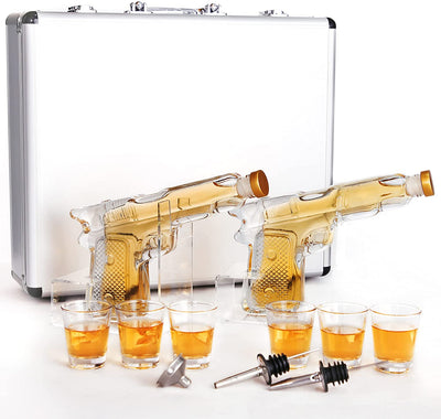 Gun Decanter Liquor Gun Dispenser Gun Whiskey Decanter Includes 2 Stand 6 Shot Glasses 2