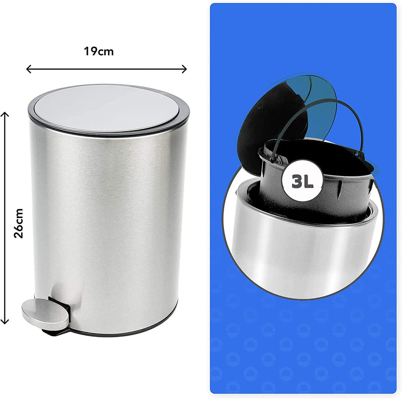 Cosmetic bucket stainless steel 3l bathroom trash can with softclose system for