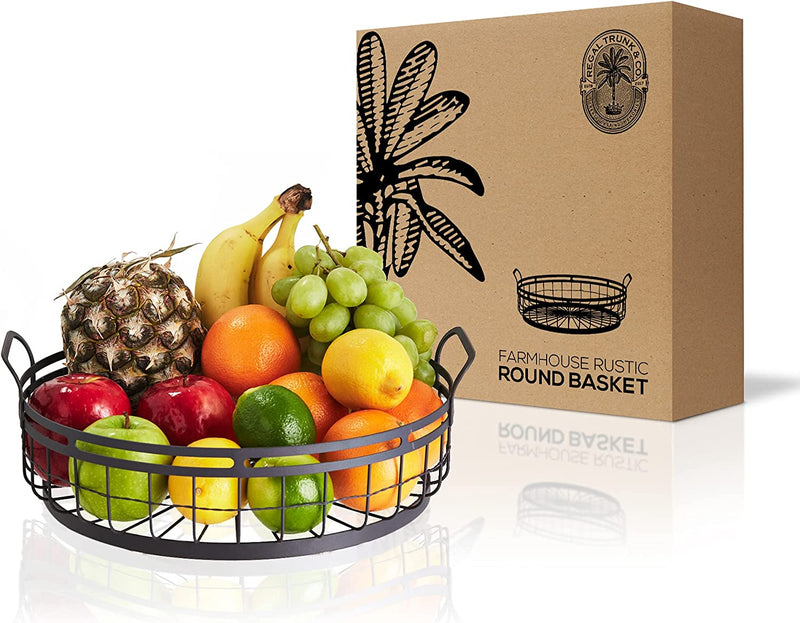 Farmhouse Decor Wire Basket - Regal Trunk & Co. Home Decor Round Wire Basket | Rustic
