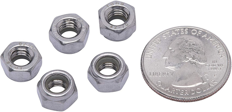 M6-1.0 Metric Stainless Lock Hex Nut, (100 Pack), 304 (18-8) Stainless Steel Lock Nuts
