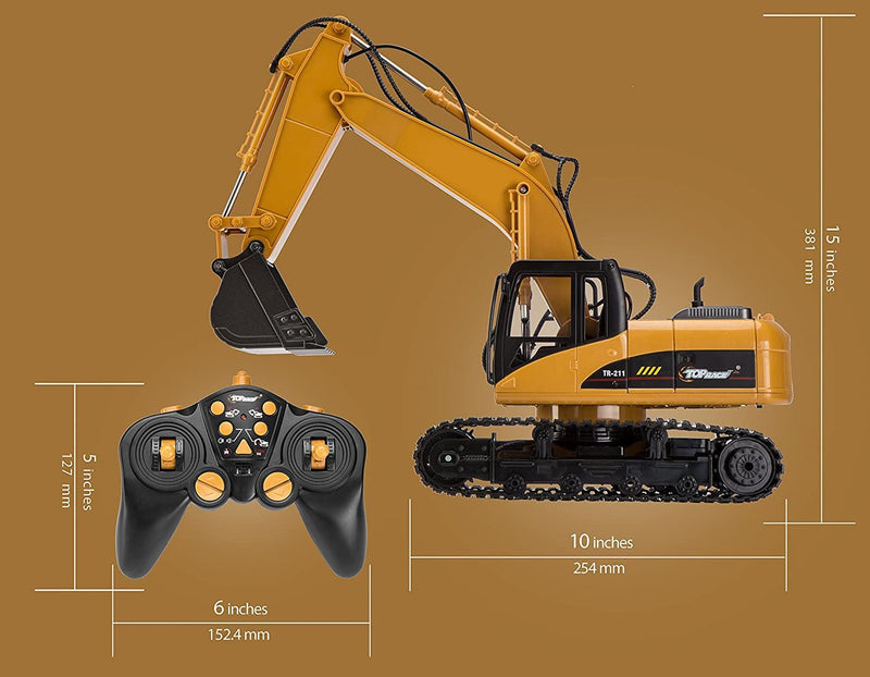 15 Channel Full Functional Remote Control Excavator Construction Tractor, Excavator Toy