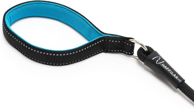 Robust Rope Dog Leash  With Padded Handle  Reflective Hand Loop  Black