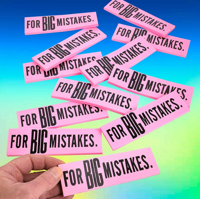 Kicko Big Mistake Extra Large Eraser - Jumbo Erasers - 5.5 x 1.5 Inches, 12