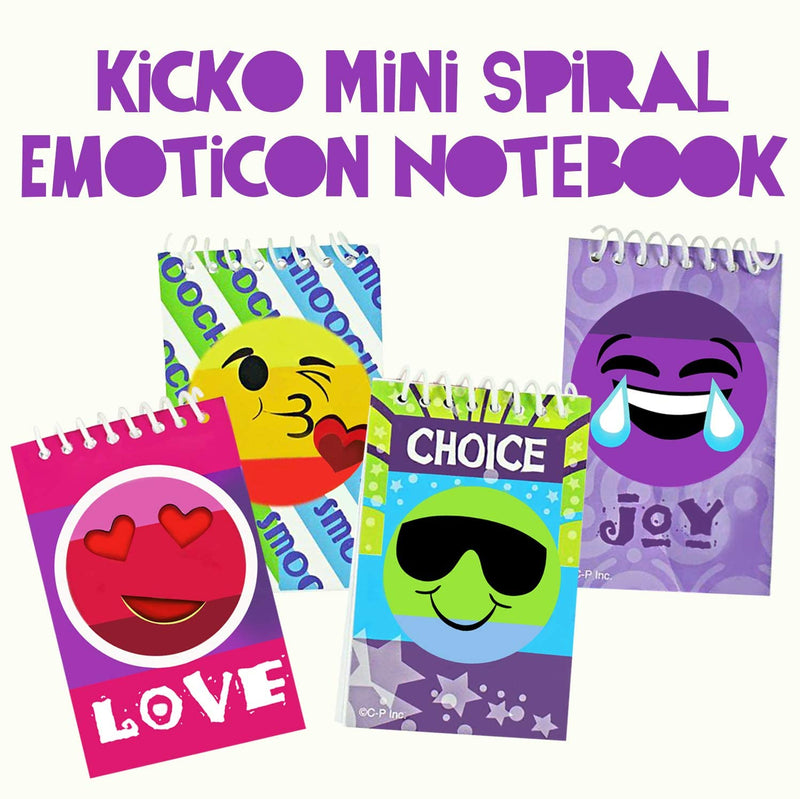 Kicko Mini Spiral Emoticon Notebooks - 12 Pack - 2.25 X 3.5 Inch Composition Notepads