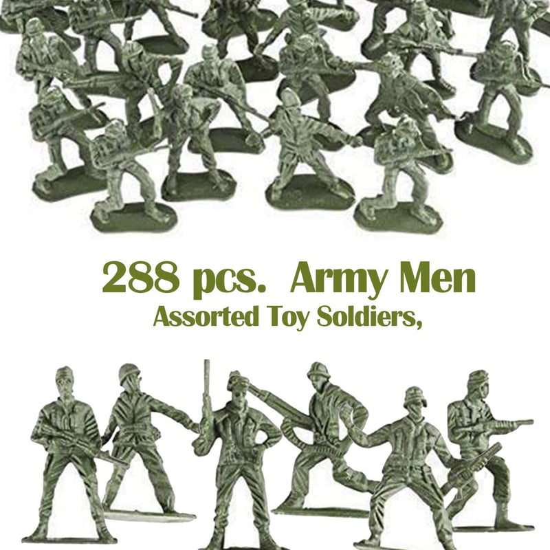 Kicko 288 Pack Army Men, Assorted Toy Soldiers, Action Figures - for Party Favors, Prizes