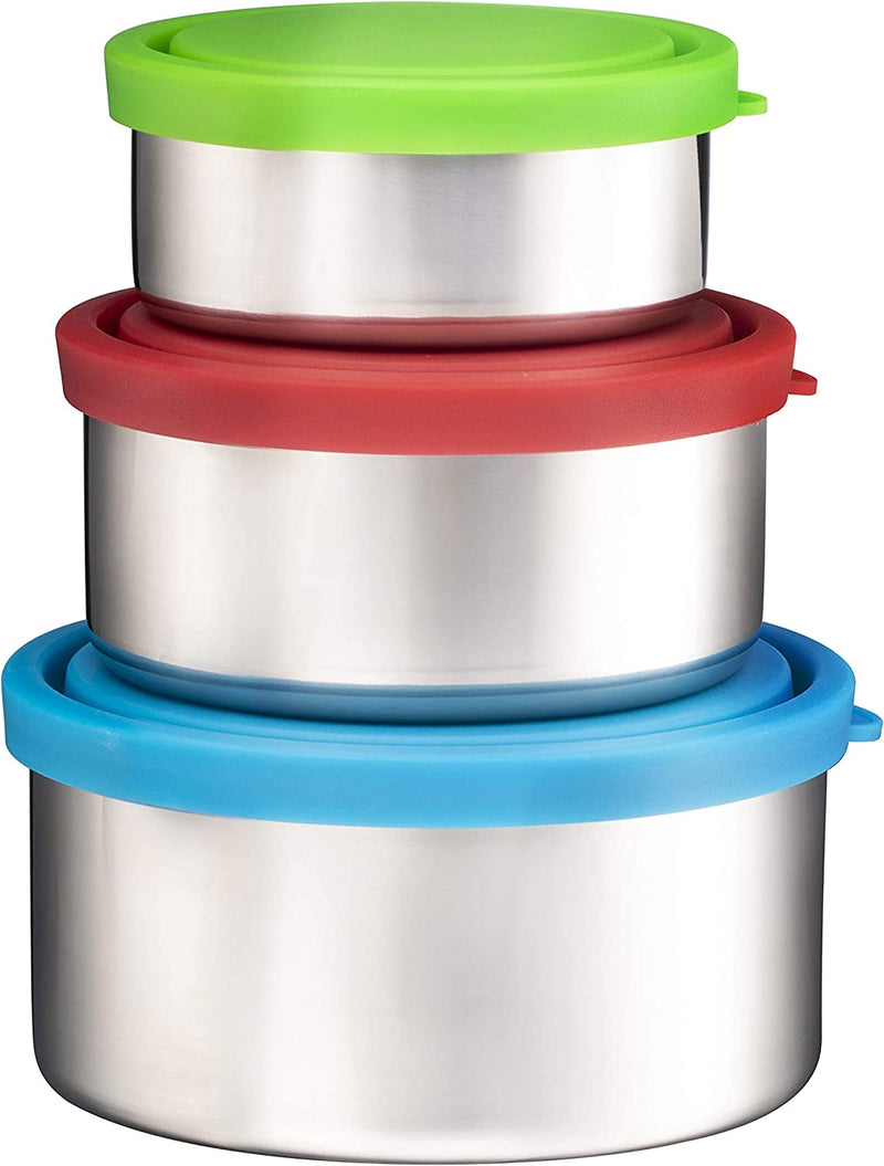 Bruntmor Trio Nesting 18/8 Stainless Steel Food Containers with Leak-Proof Lids, Set
