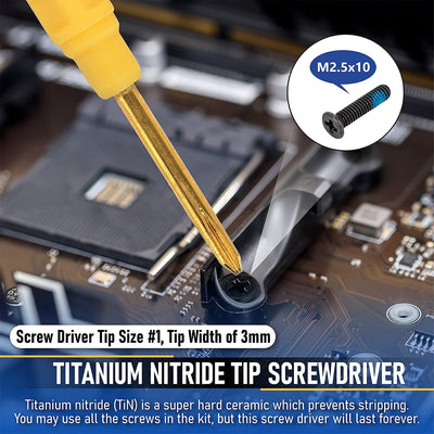 400Pcs Laptop Screws W/Blue Nylok (20 Sizes) Titanium Nitride Screw Driver, Notebook