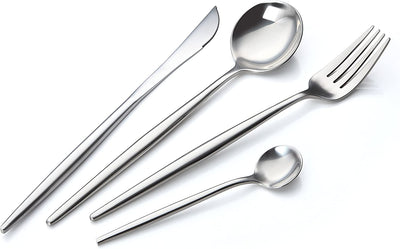 Modern Adaline Silverware Royal Cutlery Set By Bruntmor - 16 Piece Flatware Set - Service