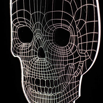 Amped & Co 3D Skull Illusion Light, Real Wood Base, Laser Etched Acrylic Design Appears 3