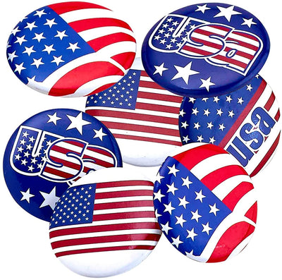Kicko USA Buttons - 96 Pack, Patriotic American Pins - Party Favors
