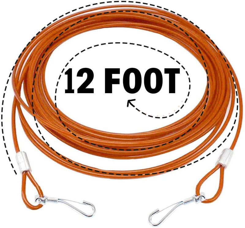 Katzco Dog Lead - 12 Foot Coil Wire Dog Cable for Large Dogs, 2 Pack - Extra Strong Swivel