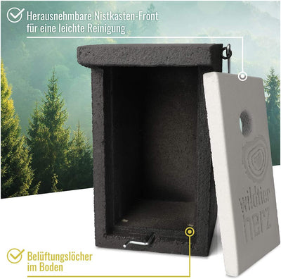 I wood concrete nesting box for Kohlmisen CO weatherproof nesting cavity with 32 mm
