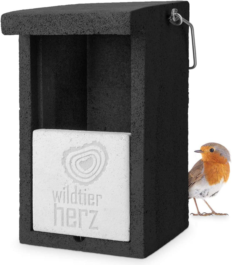 I wood concrete nesting box for robin hollow breeders 100 weatherproof
