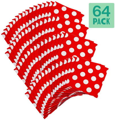 Kicko Ruby Red with White Polka Dots Paper Napkins - 64 Pack - 6.25 x 6.25 Inch