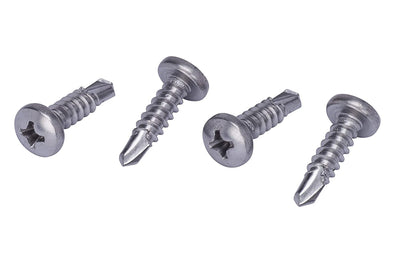 10 X 3" Stainless Pan Head Phillips Self Drilling Screw, (25pc), 410 Stainless Steel Self