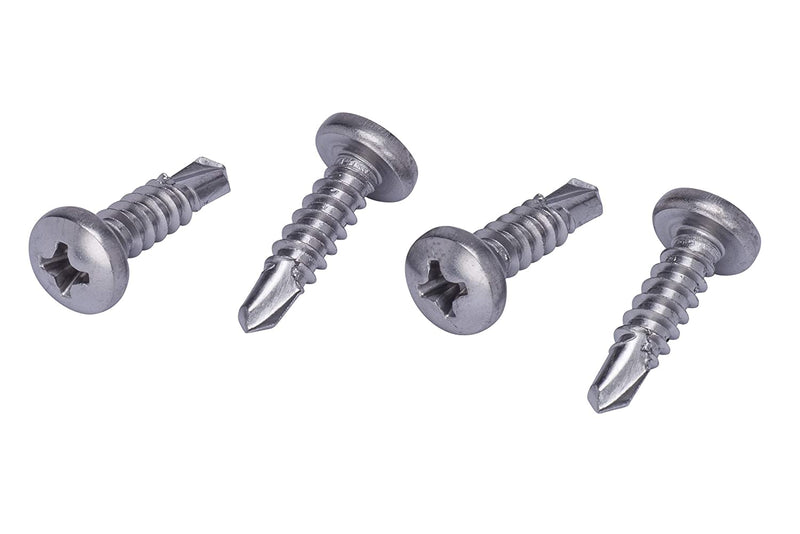 10 X 3" Stainless Pan Head Phillips Self Drilling Screw, (25pc), 410 Stainless Steel Self