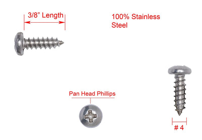 12 X 3-1/2" Stainless Pan Head Phillips Wood Screw, (25pc), 18-8 (304) Stainless Steel