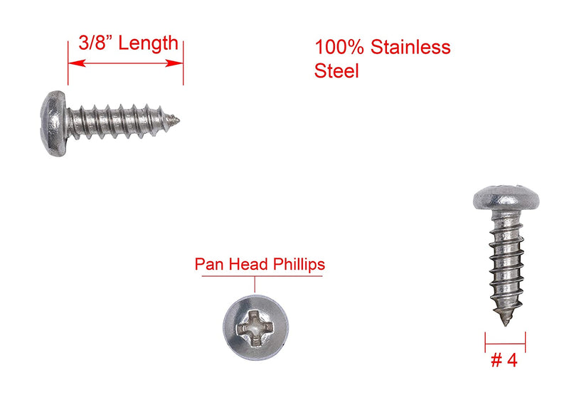 8 X 2" Stainless Pan Head Phillips Wood Screw, (50pc), 18-8 (304) Stainless Steel Screws