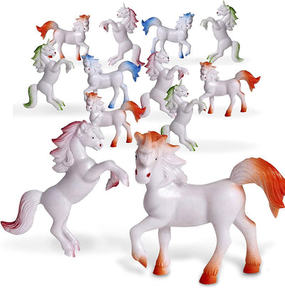Kicko Mini Unicorns - 12 Pack - Assorted Color Vinyl Animal Figures - Ideal Party Favors