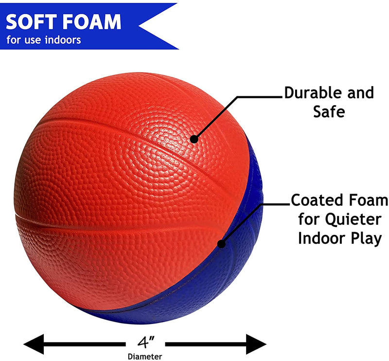 Botabee 4" Mini Foam Basketball for Over The Door Mini Hoop Basketball Games, 2 Pack