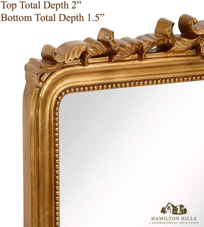 Hamilton Hills Top Gold Baroque Wall Mirror | Rich Old World Feel Framed Beveled Elegant