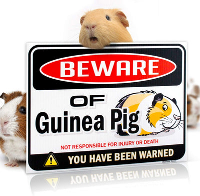 Bigtime Signs Beware of Guinea Pig Warning Sign - 9 inch x 12 inch - Danger Sign Funny Gag