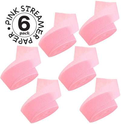 Kicko Pastel Pink Crepe Streamers - 2 Pack, 162 Feet x 1.75 Inches - for Kids, Party