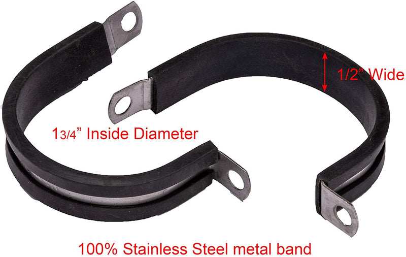 1-3/4" Diameter Stainless Cushion Cable Clamp, 18-8 Stainless Steel (10pc