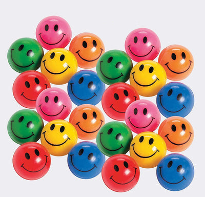 Kicko Rubber Smile Face Bouncing Balls - Pack of 24-1 Inch Assorted Colors - Mini Smiling