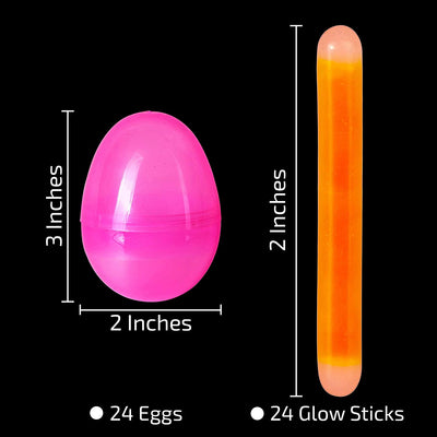 Glow in The Dark Pre-Filled Easter Eggs with 2" Glow Sticks Assorted Colors 24 3" Easter