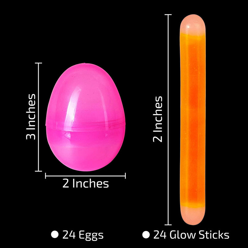 Glow in The Dark Pre-Filled Easter Eggs with 2" Glow Sticks Assorted Colors 24 3" Easter