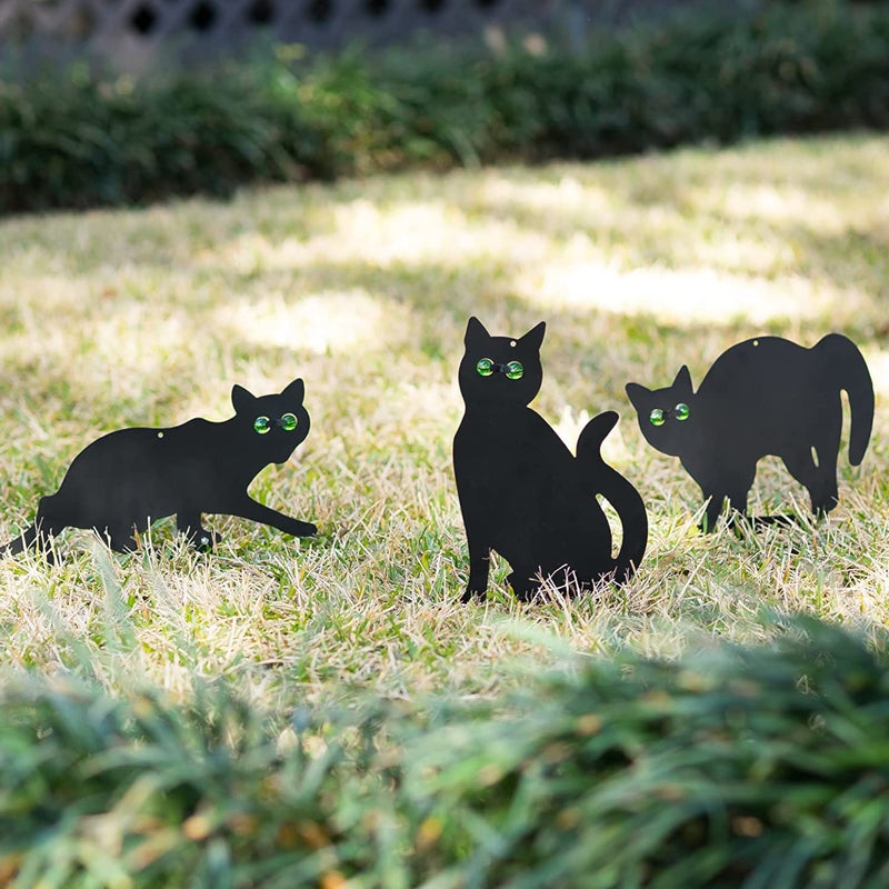 Scare Cats - Black Cat Statues For Outdoor Yard Decoration - Humane Control Metal Cat