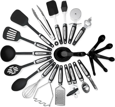 Kitchen Utensils Sets 26 Pieces  Stainless Steel And Nylon Cooking Tools Spoons, Turners